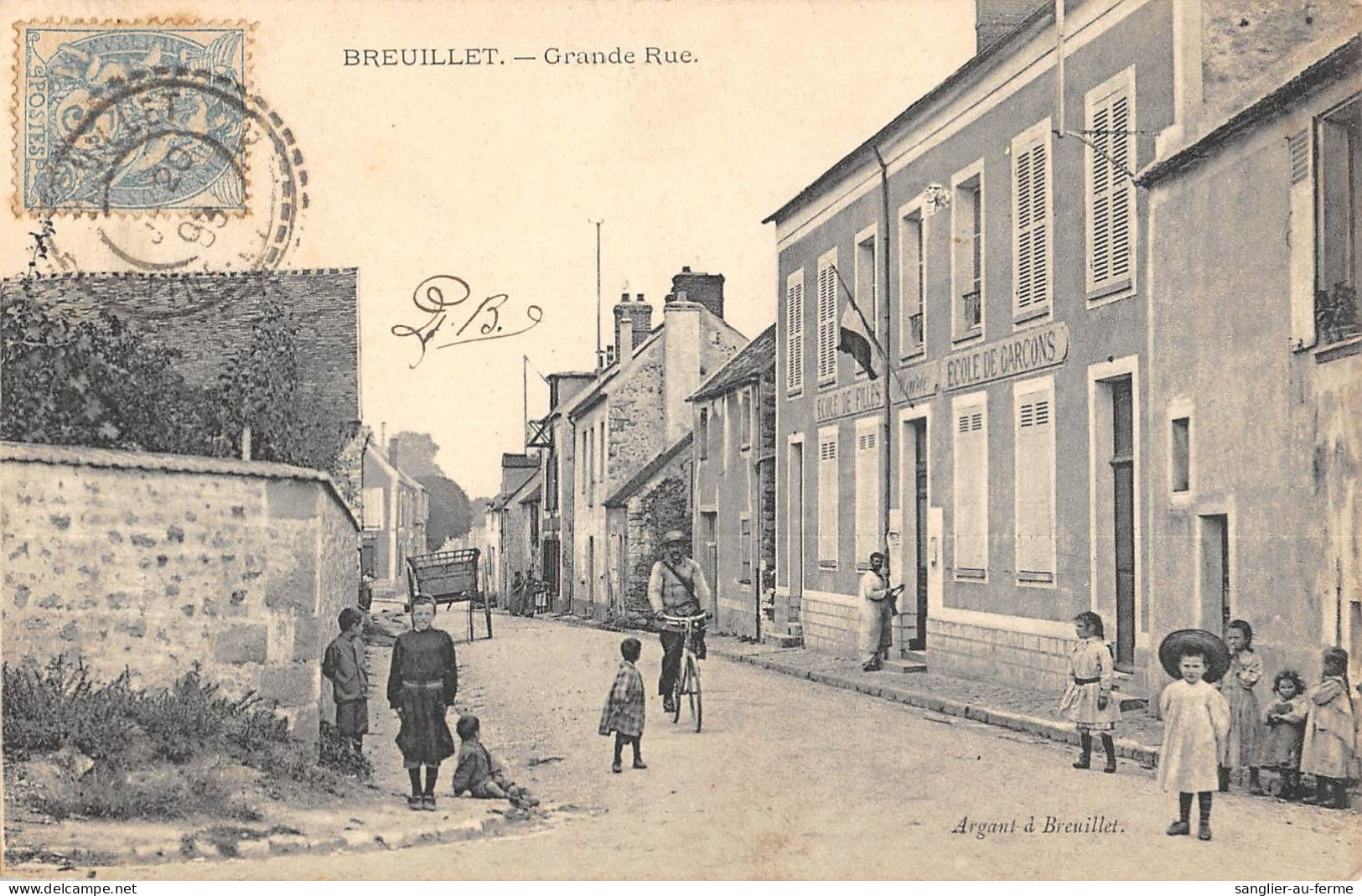 CPA 91 BREUILLET GRANDE RUE / ECOLE DE FILLES / ECOLE DE GARCONS - Sonstige & Ohne Zuordnung