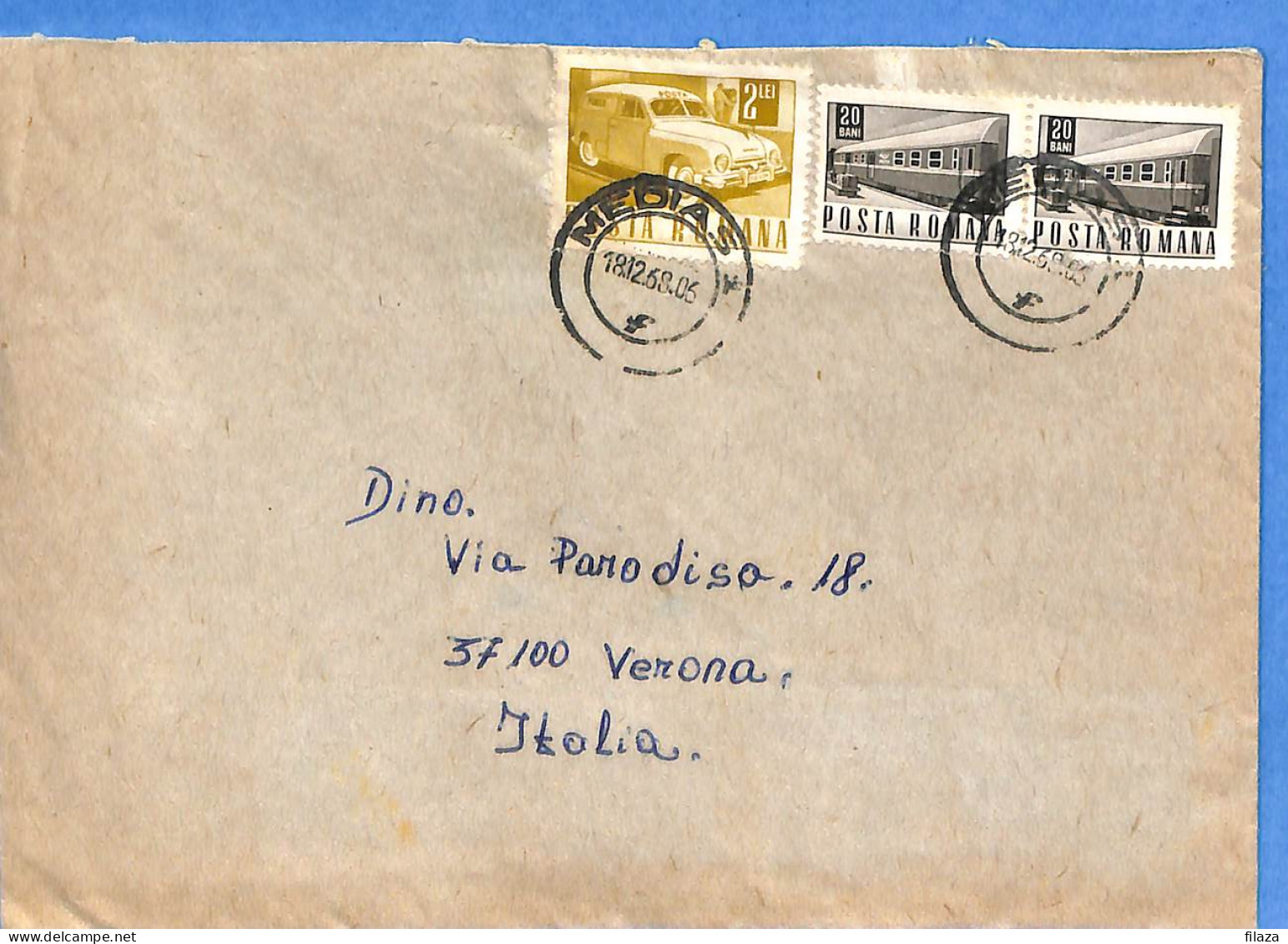 Lettre : Romania To Italy Singer DINO L00109 - Cartas & Documentos