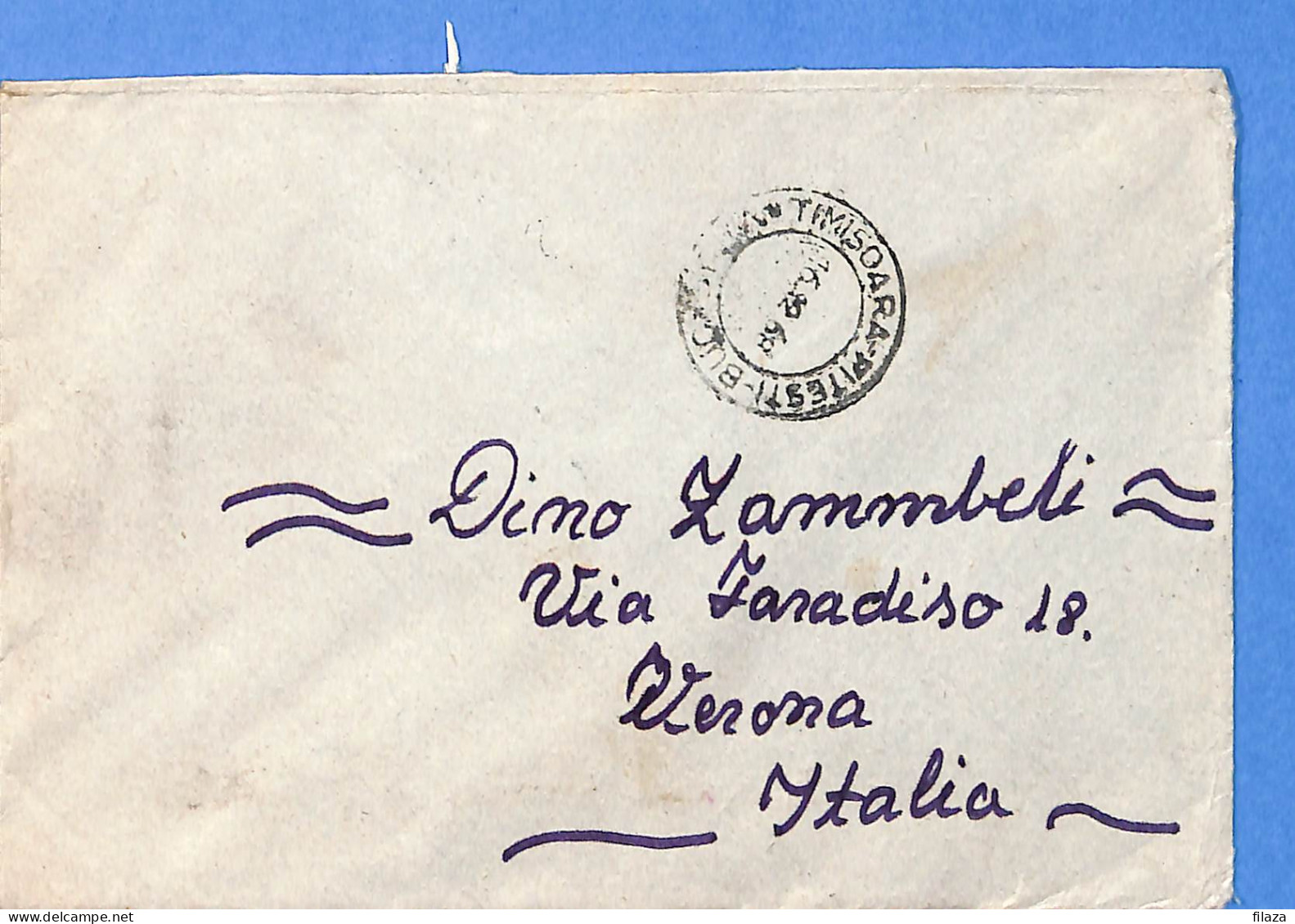 Lettre : Romania To Italy Singer DINO L00108 - Cartas & Documentos