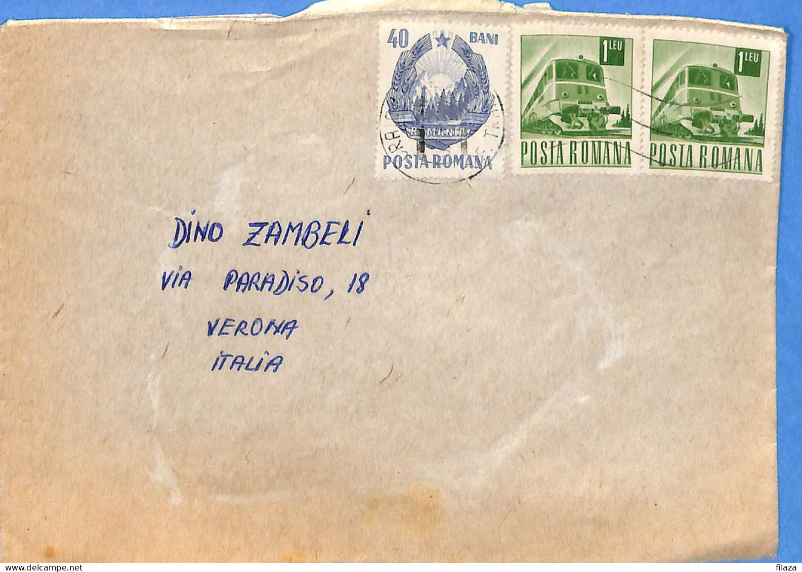 Lettre : Romania To Italy Singer DINO L00110 - Brieven En Documenten