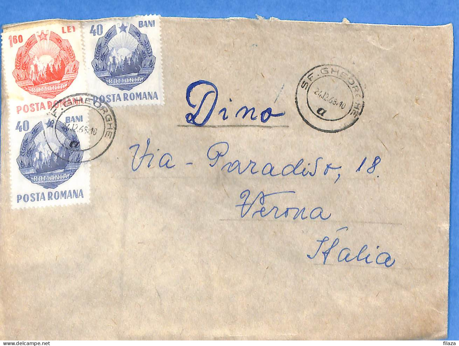 Lettre : Romania To Italy Singer DINO L00117 - Briefe U. Dokumente