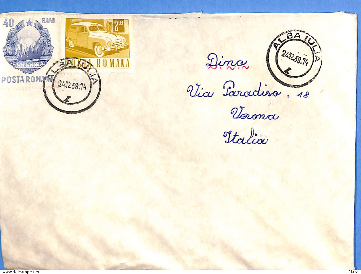 Lettre : Romania To Italy Singer DINO L00119 - Covers & Documents
