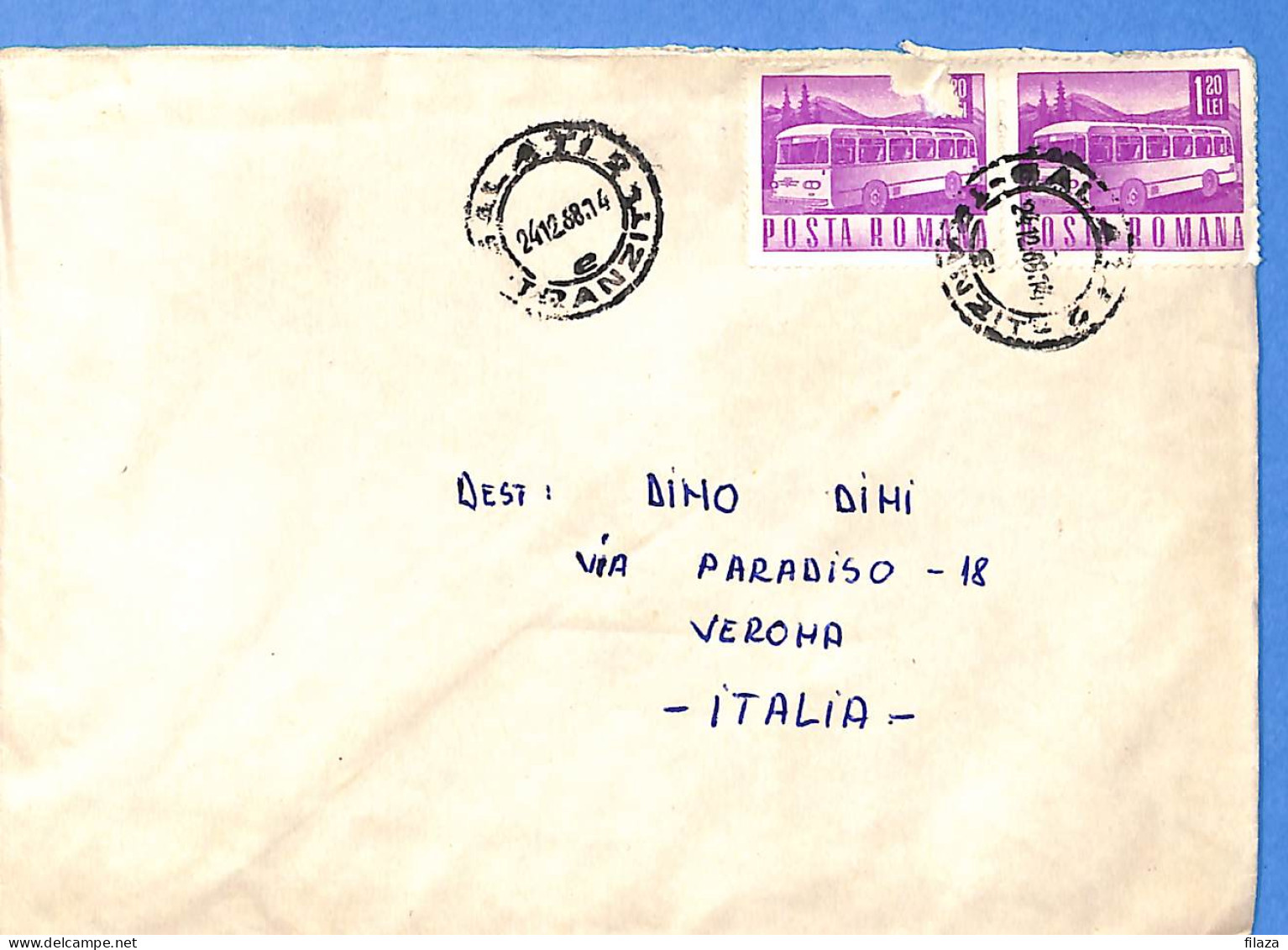 Lettre : Romania To Italy Singer DINO L00120 - Cartas & Documentos