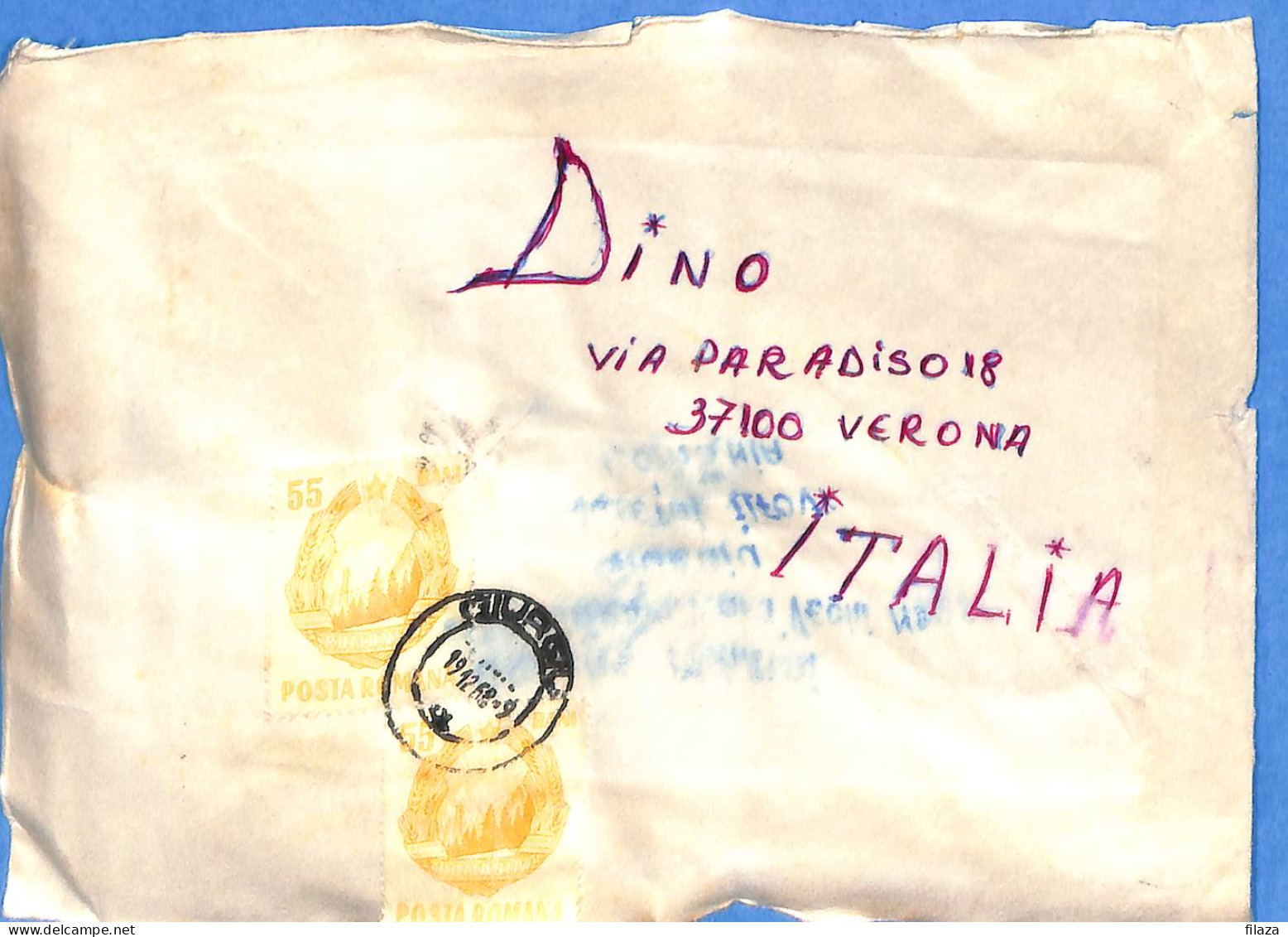 Lettre : Romania To Italy Singer DINO L00125 - Briefe U. Dokumente