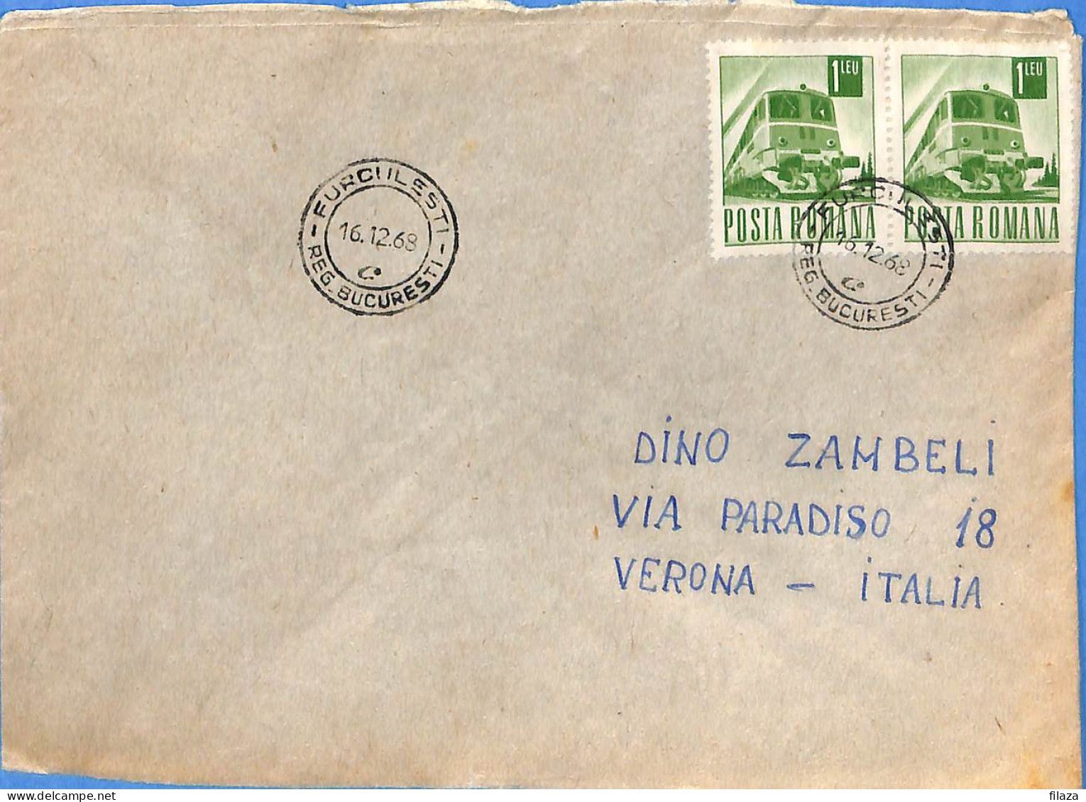 Lettre : Romania To Italy Singer DINO L00130 - Lettres & Documents