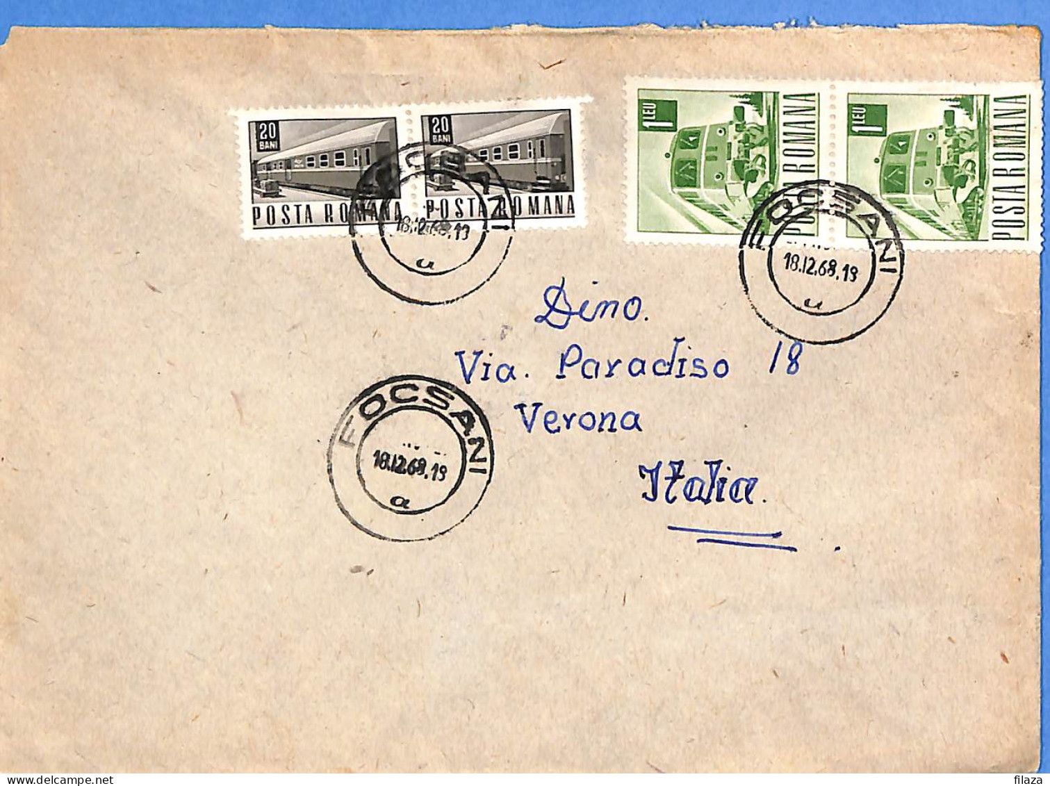 Lettre : Romania To Italy Singer DINO L00131 - Storia Postale