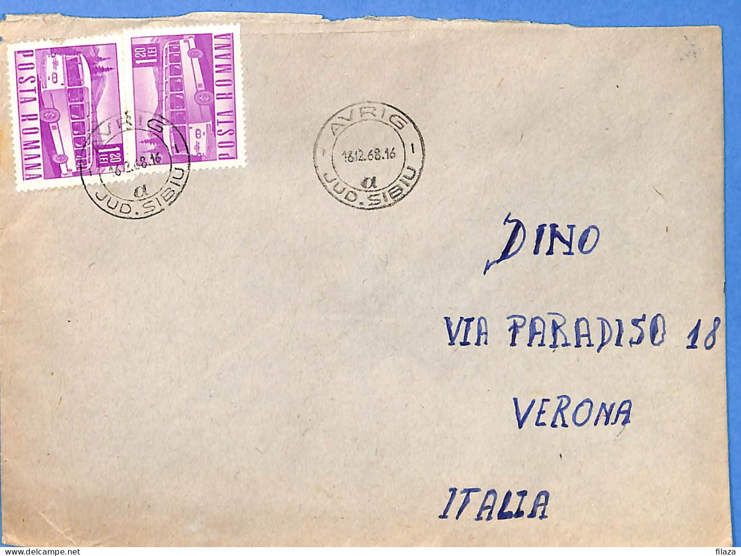 Lettre : Romania To Italy Singer DINO L00132 - Lettres & Documents