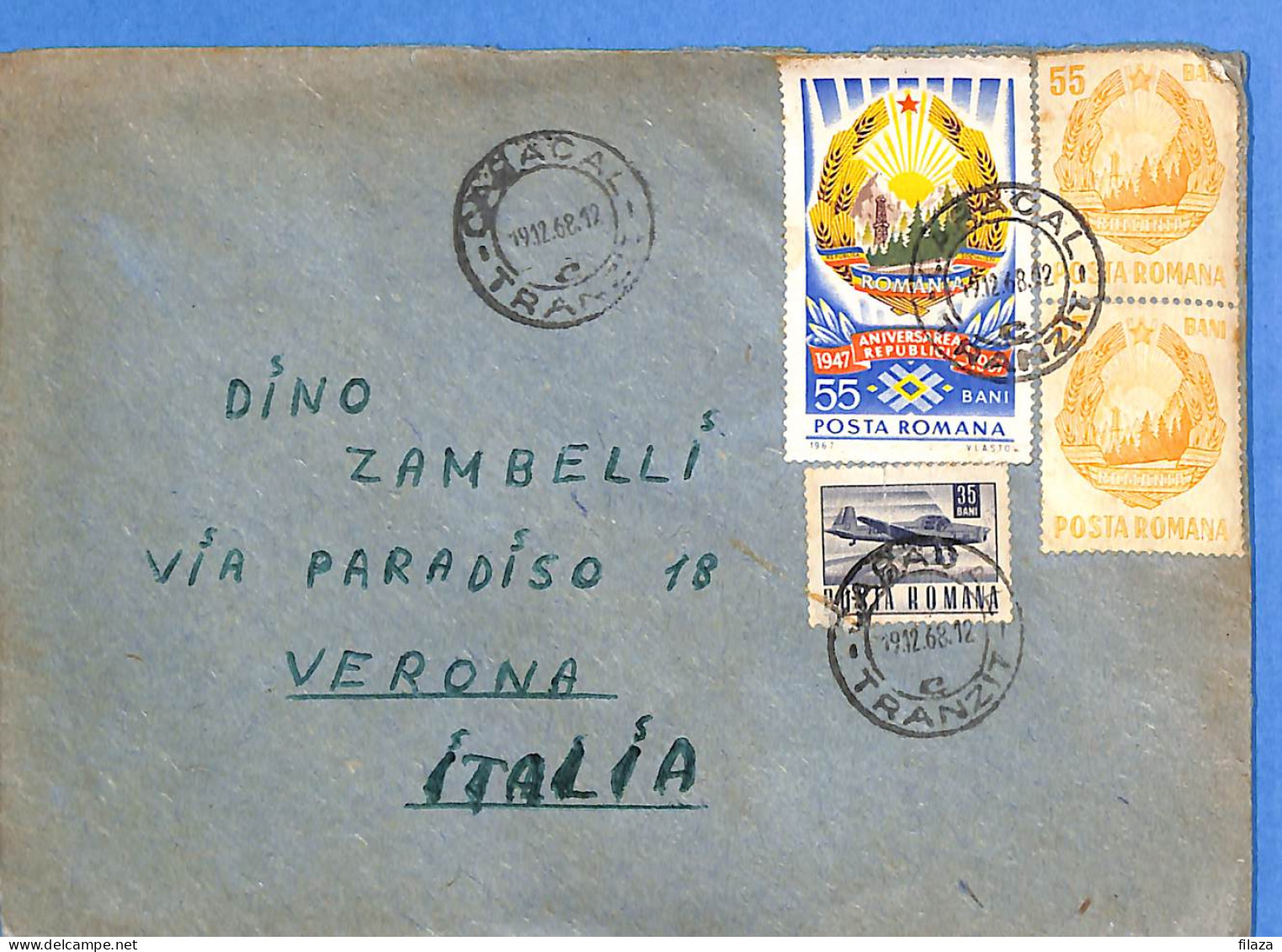 Lettre : Romania To Italy Singer DINO L00143 - Cartas & Documentos