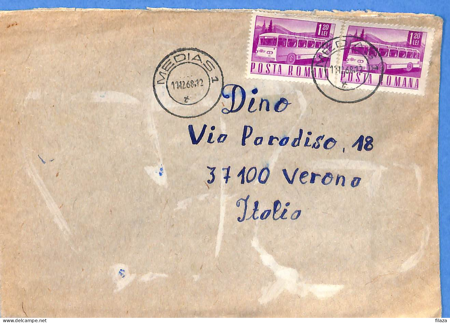 Lettre : Romania To Italy Singer DINO L00146 - Cartas & Documentos