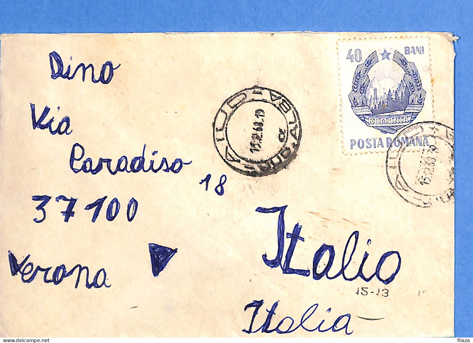 Lettre : Romania To Italy Singer DINO L00151 - Cartas & Documentos