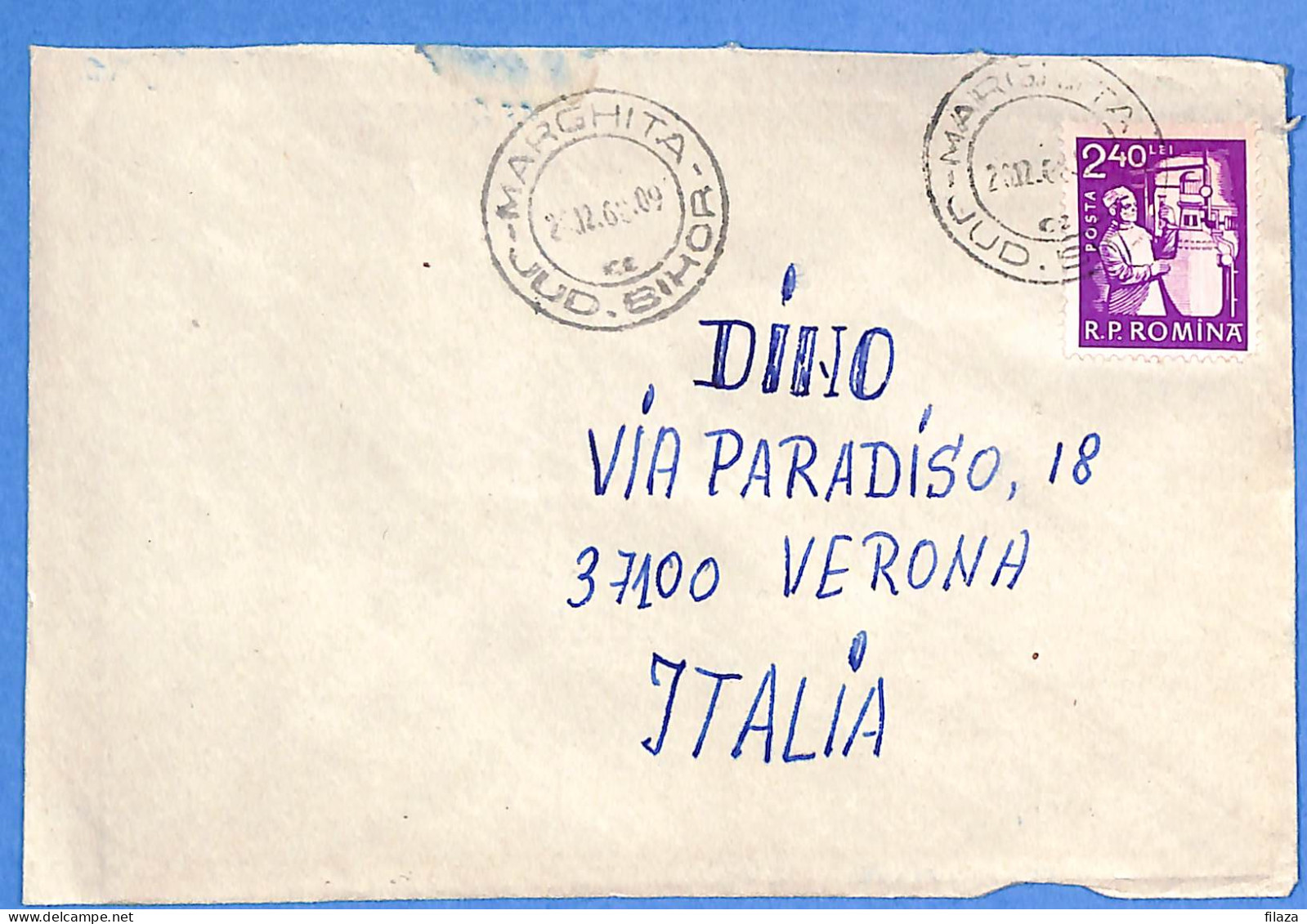 Lettre : Romania To Italy Singer DINO L00155 - Cartas & Documentos