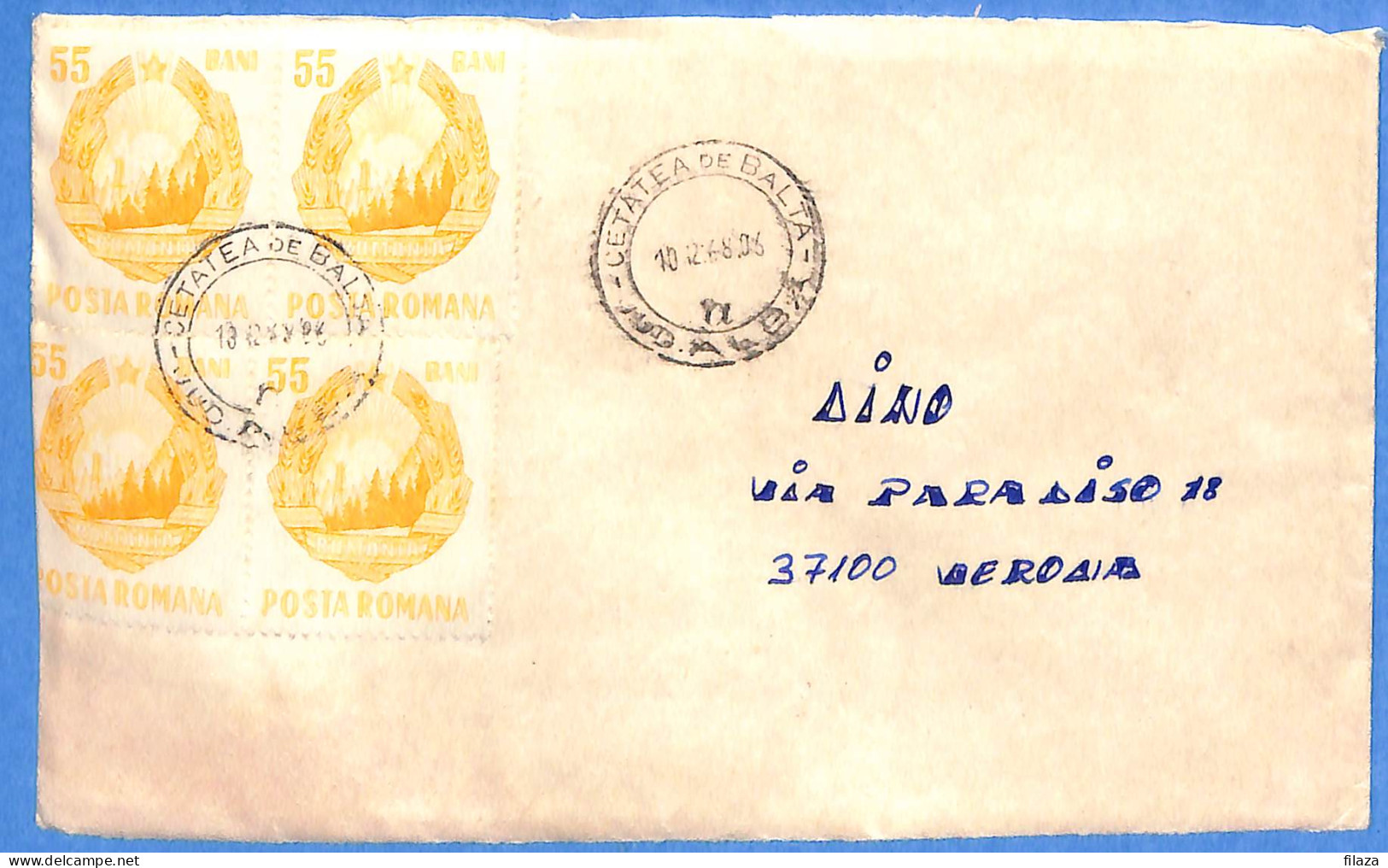 Lettre : Romania To Italy Singer DINO L00157 - Lettres & Documents