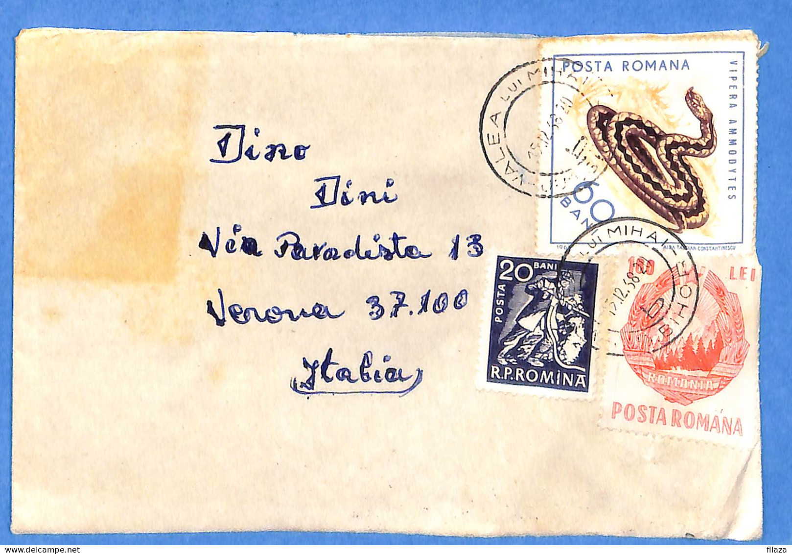 Lettre : Romania To Italy Singer DINO L00158 - Storia Postale