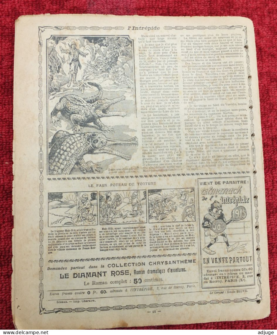 L'INTRÉPIDE -  N° 219 -  26 Juillet 1914- AVENTURES-VOYAGES-EXPLORATIONS - "Un DUEL à l'AMERICAINE" * cf. scans*