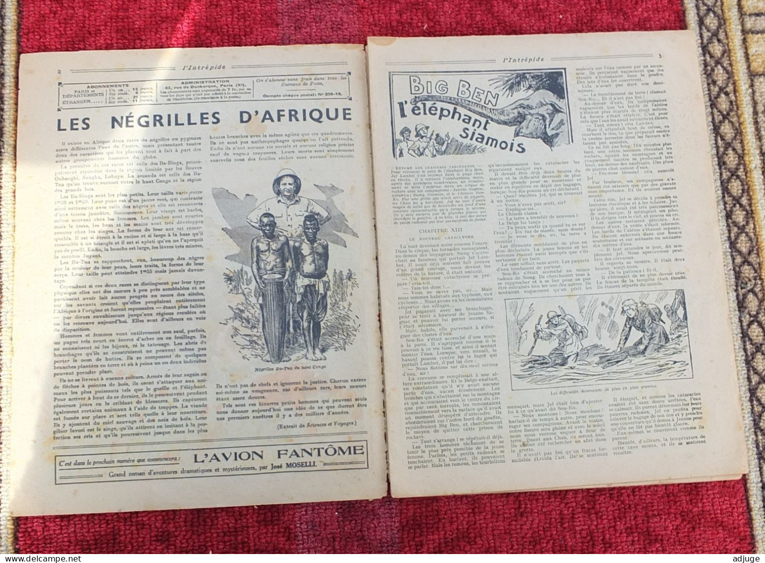 L'INTRÉPIDE -  N° 1324  * 5 Janvier 1936 * AVENTURES- SPORTS-VOYAGES - Le BUFFLE SOLITAIRE* Cf. 10 Scans* - L'Intrepido