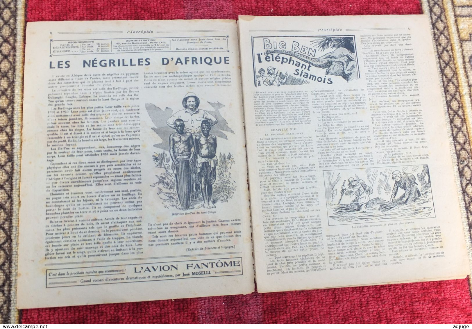 L'INTRÉPIDE -  N° 1324  * 5 Janvier 1936 * AVENTURES- SPORTS-VOYAGES - Le BUFFLE SOLITAIRE* Cf. 10 Scans* - L'Intrépide