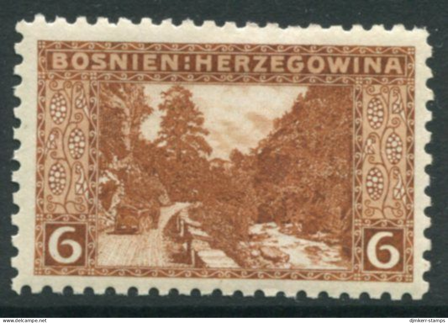 BOSNIA & HERZEGOVINA 1906 Definitive 6 H. Perforated 9¼ LHM / *..  Michel 33C, SG 190B - Bosnie-Herzegovine