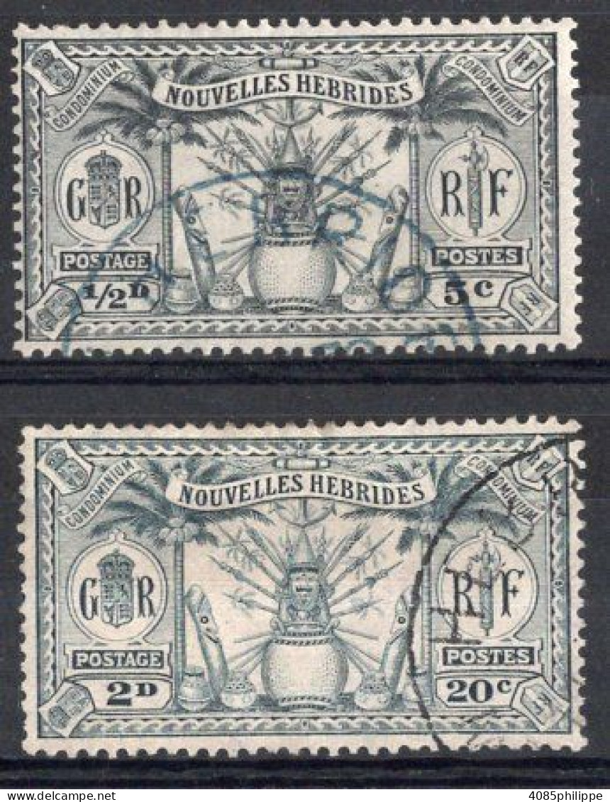 Nouvelles HEBRIDES Timbres-poste N°80 & 82 TB  Cote : 2.75€ - Used Stamps