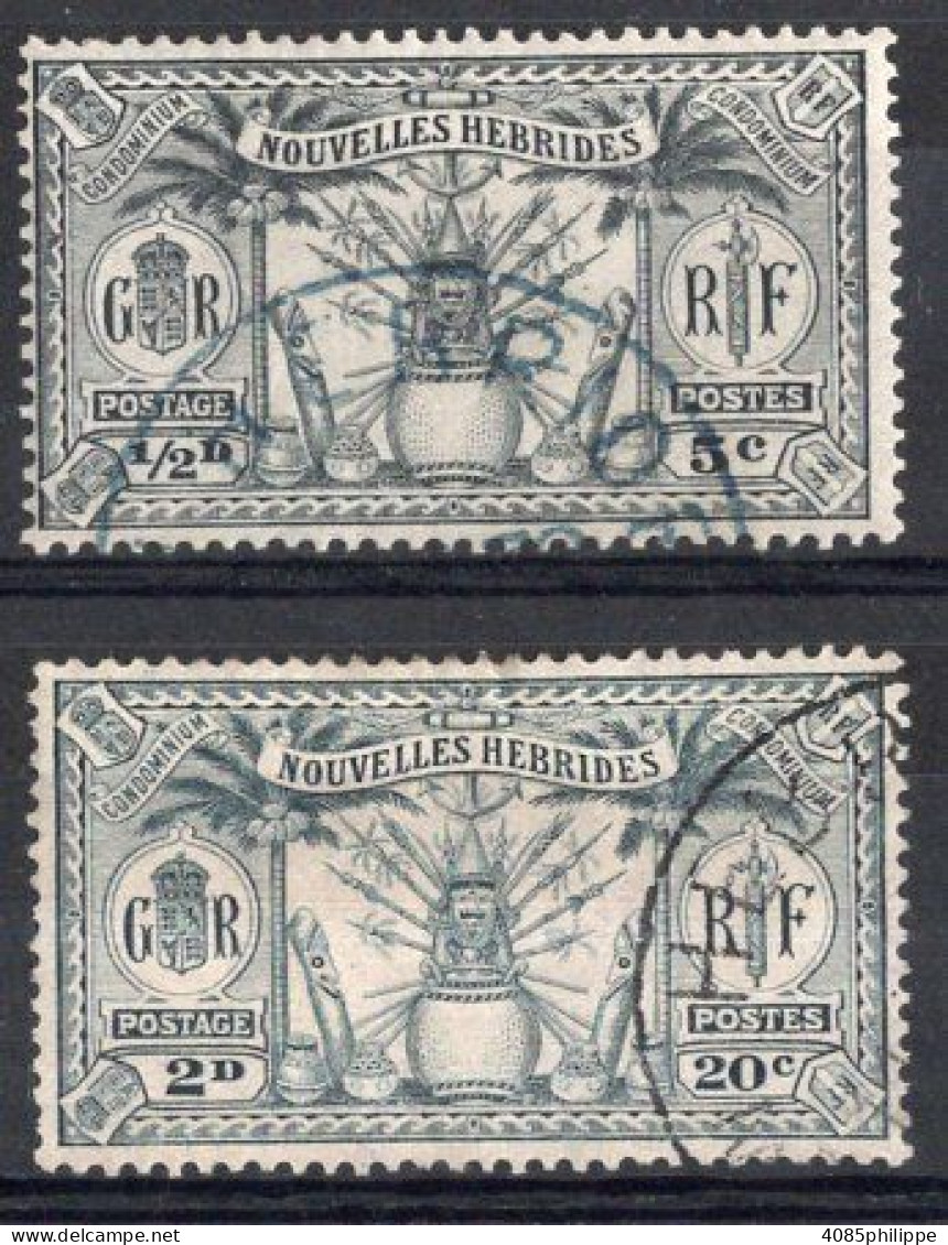 Nouvelles HEBRIDES Timbres-poste N°80 & 82 TB  Cote : 2.75€ - Oblitérés