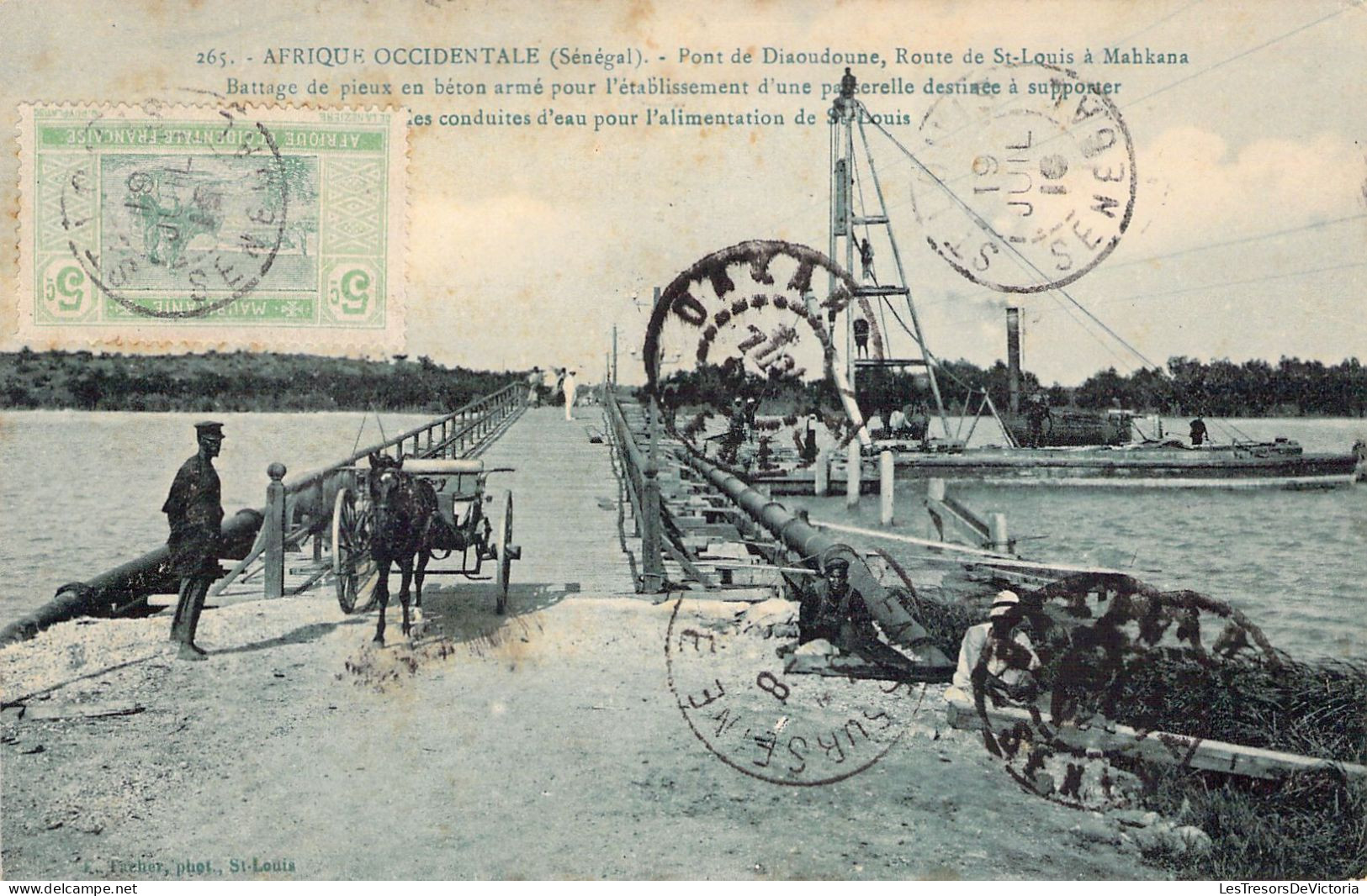 SENEGAL - Pont De Diaoudoune Route De St Louis à Mahkana - Battage De Pieux En Béton Armé - Carte Postale Ancienne - Senegal