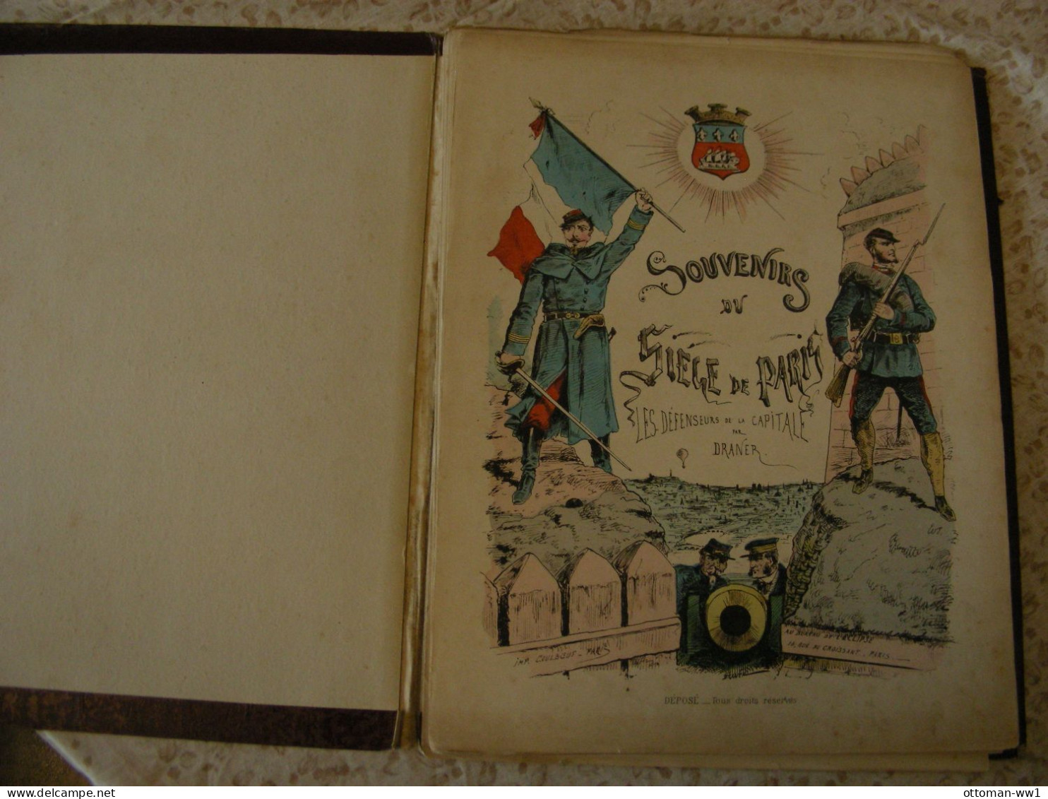 France Frankreich Militär Souvenirs Du Siège De Paris - Les Défenseurs De La Capitale Par Draner 25cm X 32cm Antik - Uniformes