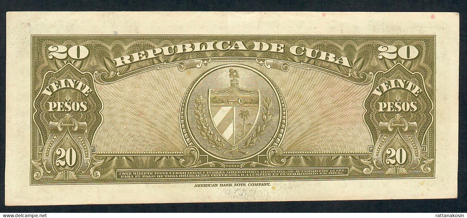 CUBA P80b 20 PESOS 1958   VF - Kuba