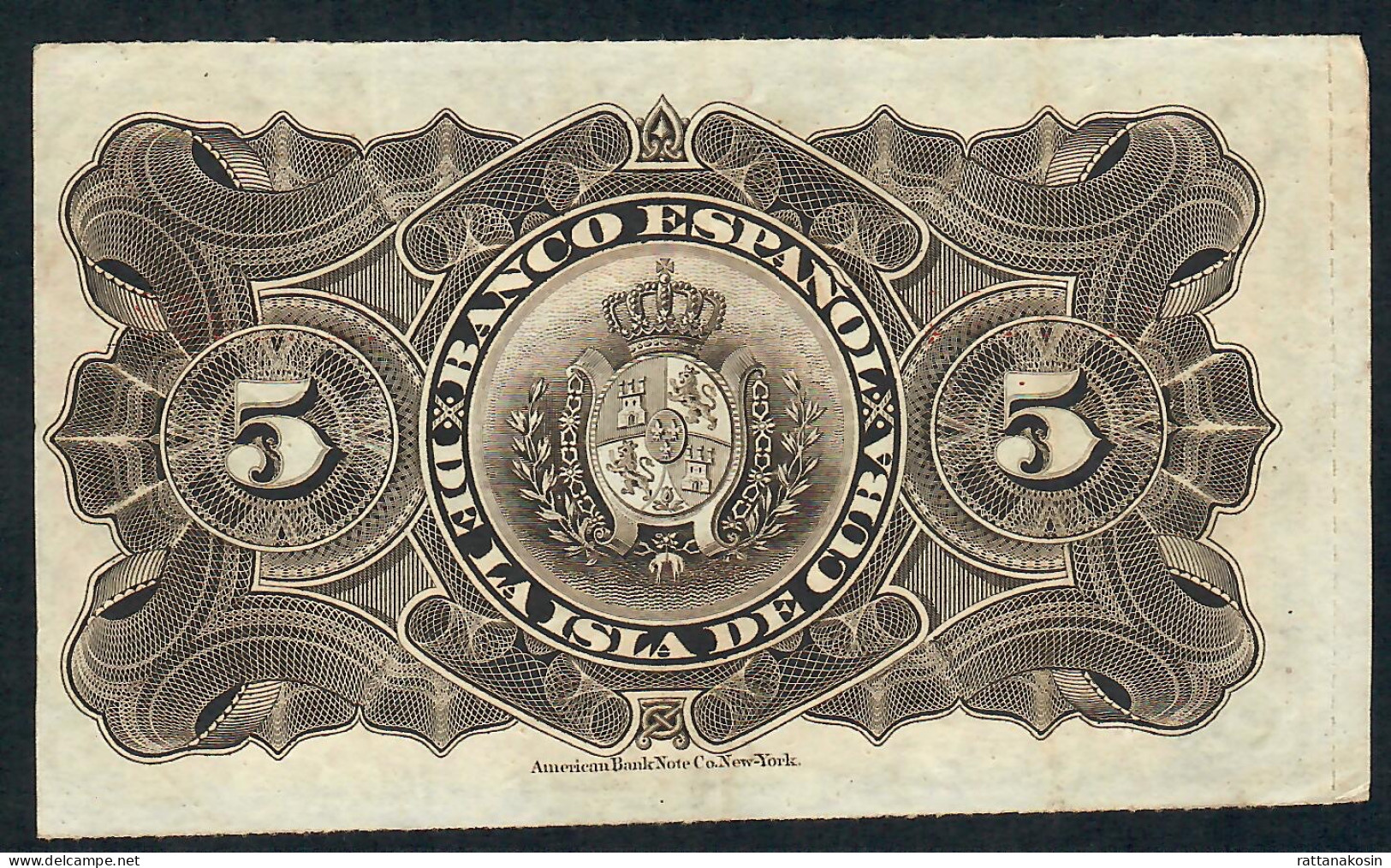 CUBA P48b 5 PESOS 1896  AU-UNC. - Cuba