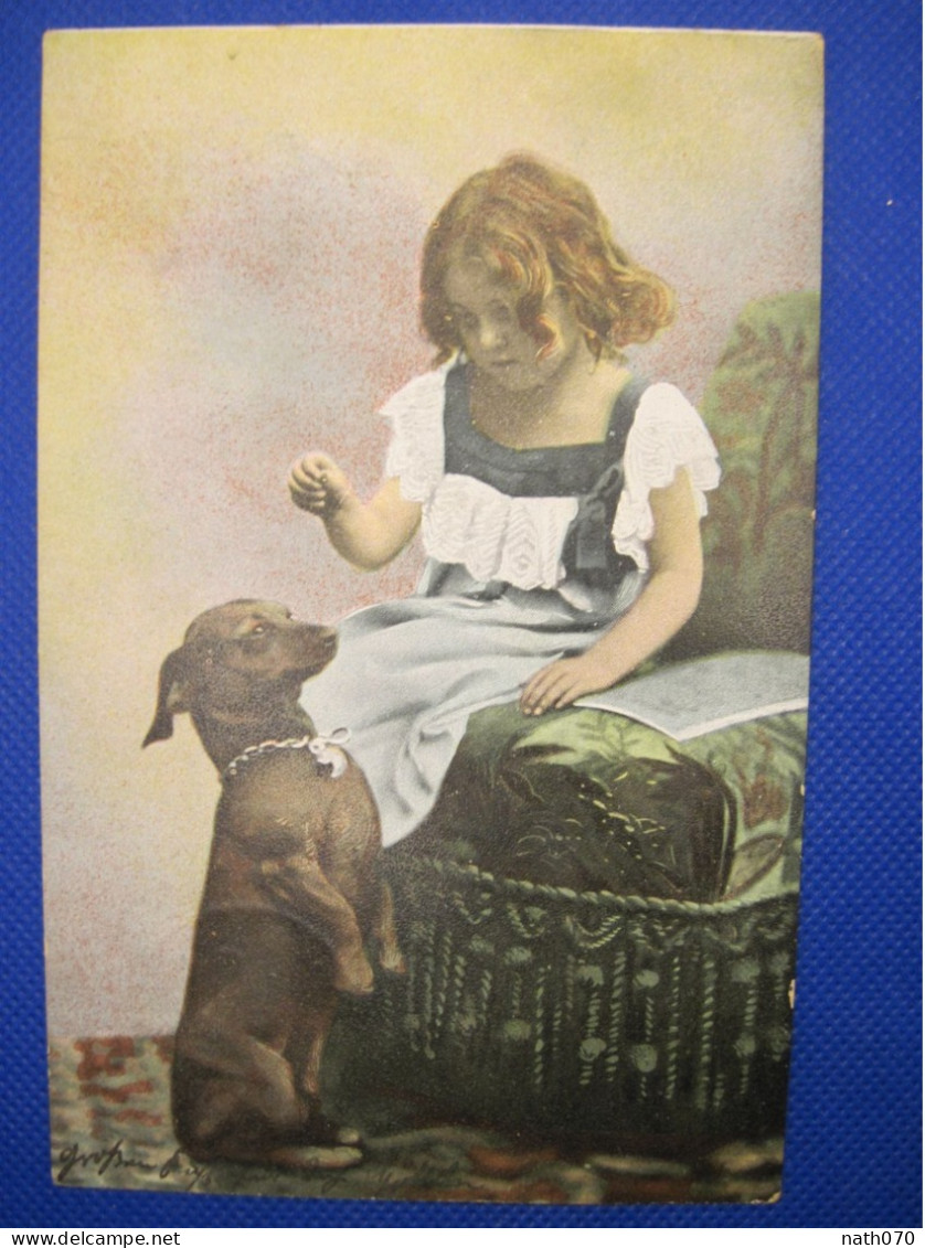 AK 1903 CPA DR BARR Litho Kinder Hund Elsass Enfant Chien - Chiens