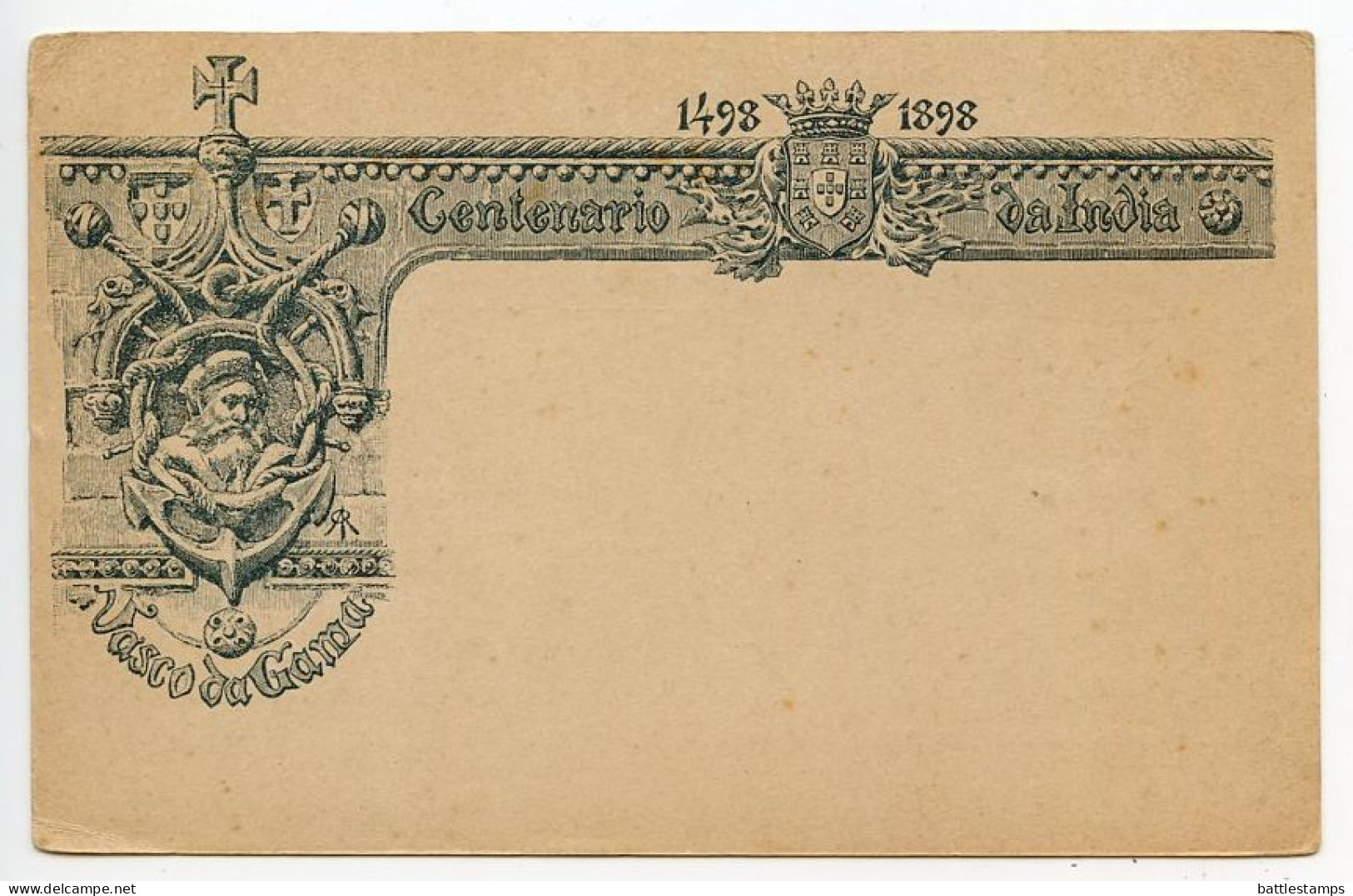 Macau 1898 Mint 3a. King Carlos Illustrated Postal Card - Centenario Da India / Vasco Da Gama - Lettres & Documents