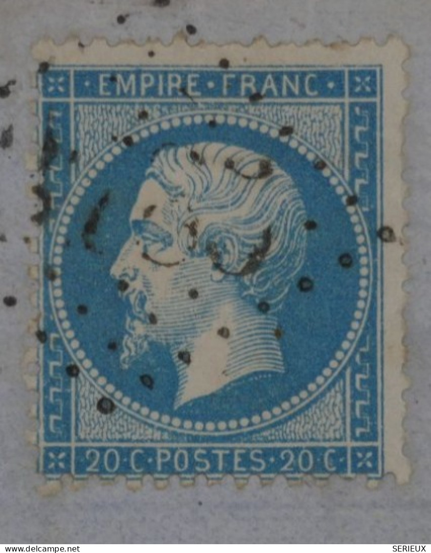 AU 20 FRANCE BELLE LETTRE  1863 VARIETé NAPOLEON  N°22 + ST OMER A DUNKERQUE ++AFFR. INTERESSANT++ - 1862 Napoléon III