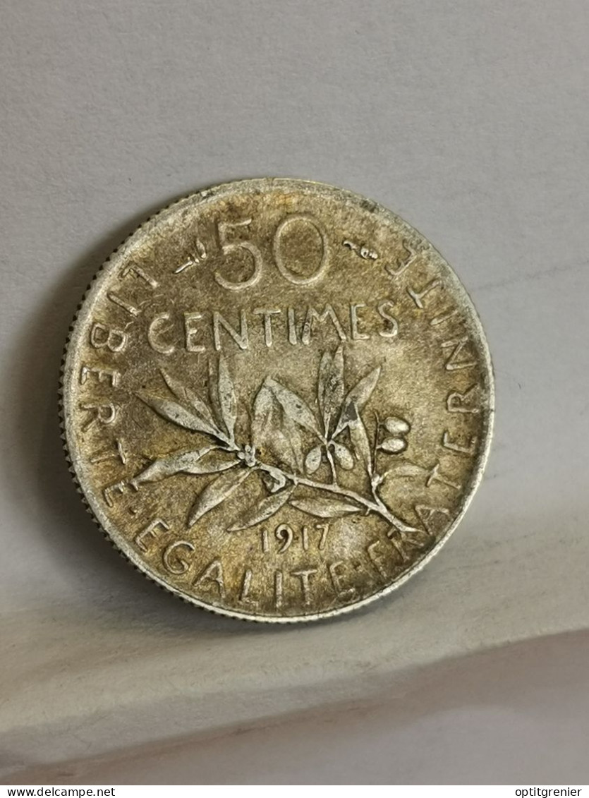50 CENTIMES SEMEUSE ARGENT 1917 / FRANCE SILVER - 50 Centimes