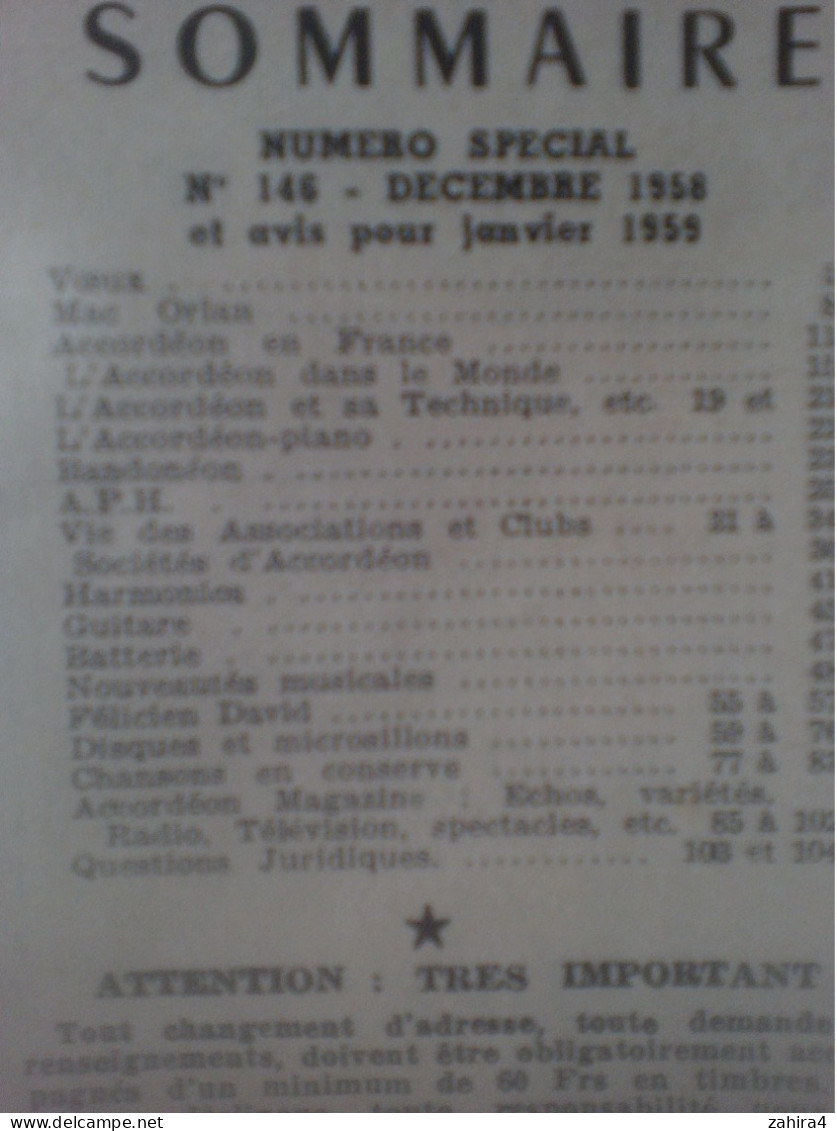 Revue De L'accordéoniste 146 Orlan Duleu Horner Brenda Lee D Moreno Plana Barbara Dalida Musique Du Cirque Brel Montant - Muziek