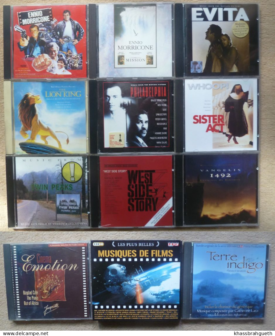 MUSIQUES DE FILMS - LOT 12 CD - E.MORRICONE EVITA PHILADELPHIA SISTER ACT TWIN PEAKS  WSS... - Musique De Films