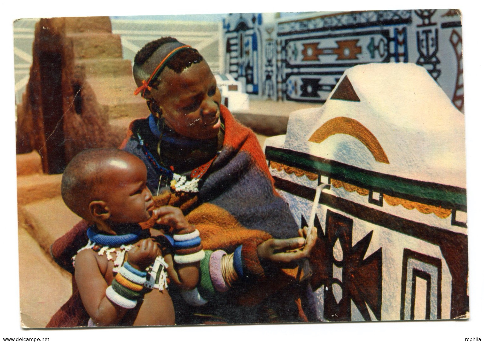 RC 24768 AFRIQUE DU SUD 1956 CROISIERE AMORA CARTE PUBLICITAIRE - N'DEBELE WOMAN - POUR TULLINS ISERE FRANCE - Storia Postale