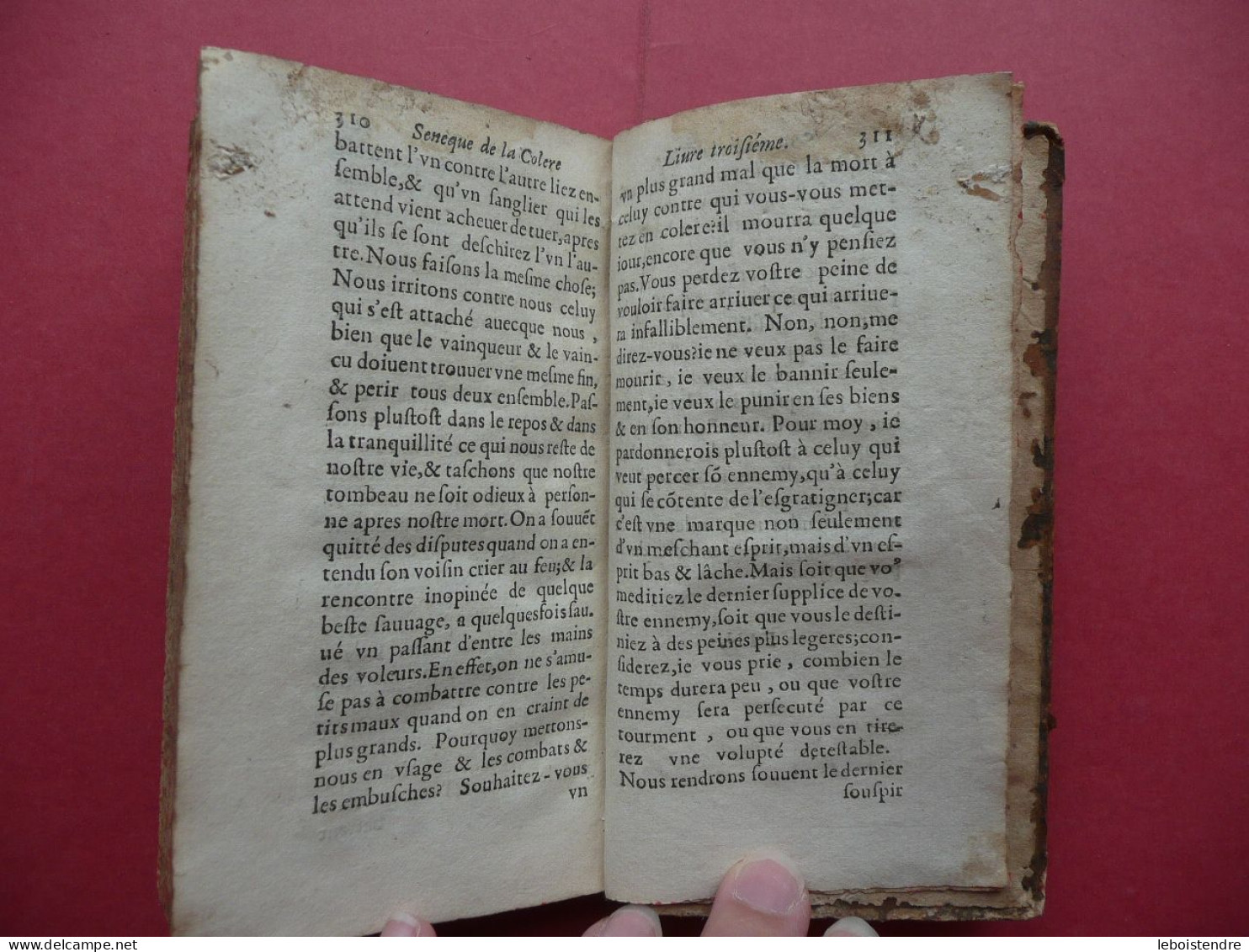 SENEQUE DE LA COLERE 1663 CONTIENT LIVRE PREMIER SECOND TROISIEME COMPLET A LYON CHEZ CHRISTOFLE FOURMY