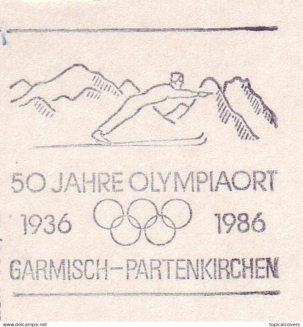 Postcard / Postmark Germany 1986 - 50 Years Olympic Place Garmisch-Partenkirchen - Invierno 1936: Garmisch-Partenkirchen