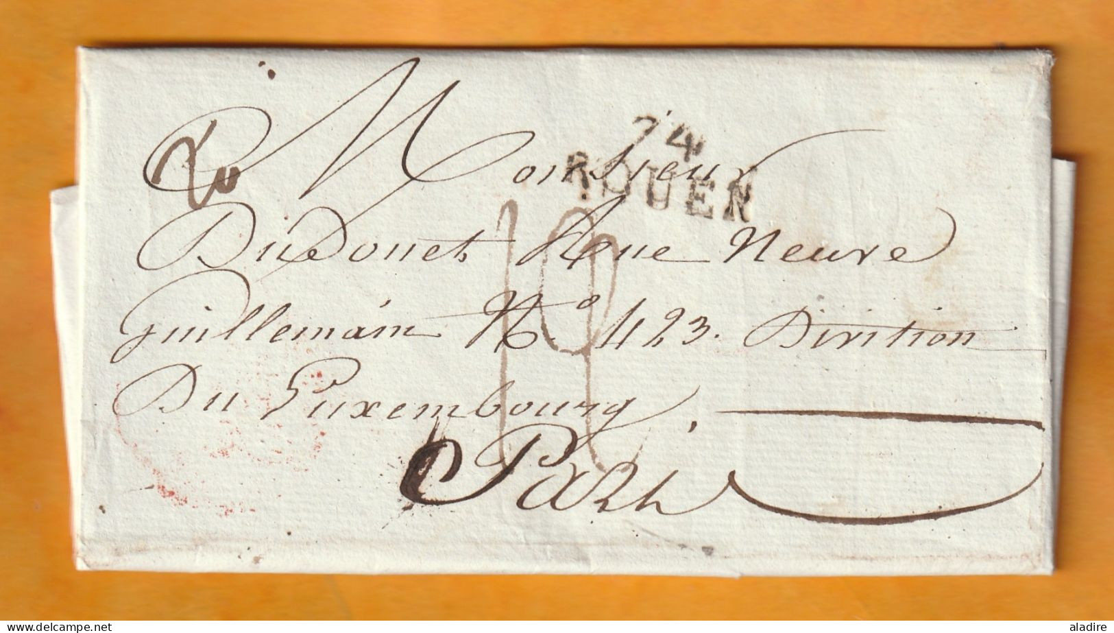 1807 - Marque Postale 74 ROUEN Sur Lettre Pliée Avec Correspondance Vers PARIS - 1801-1848: Precursori XIX