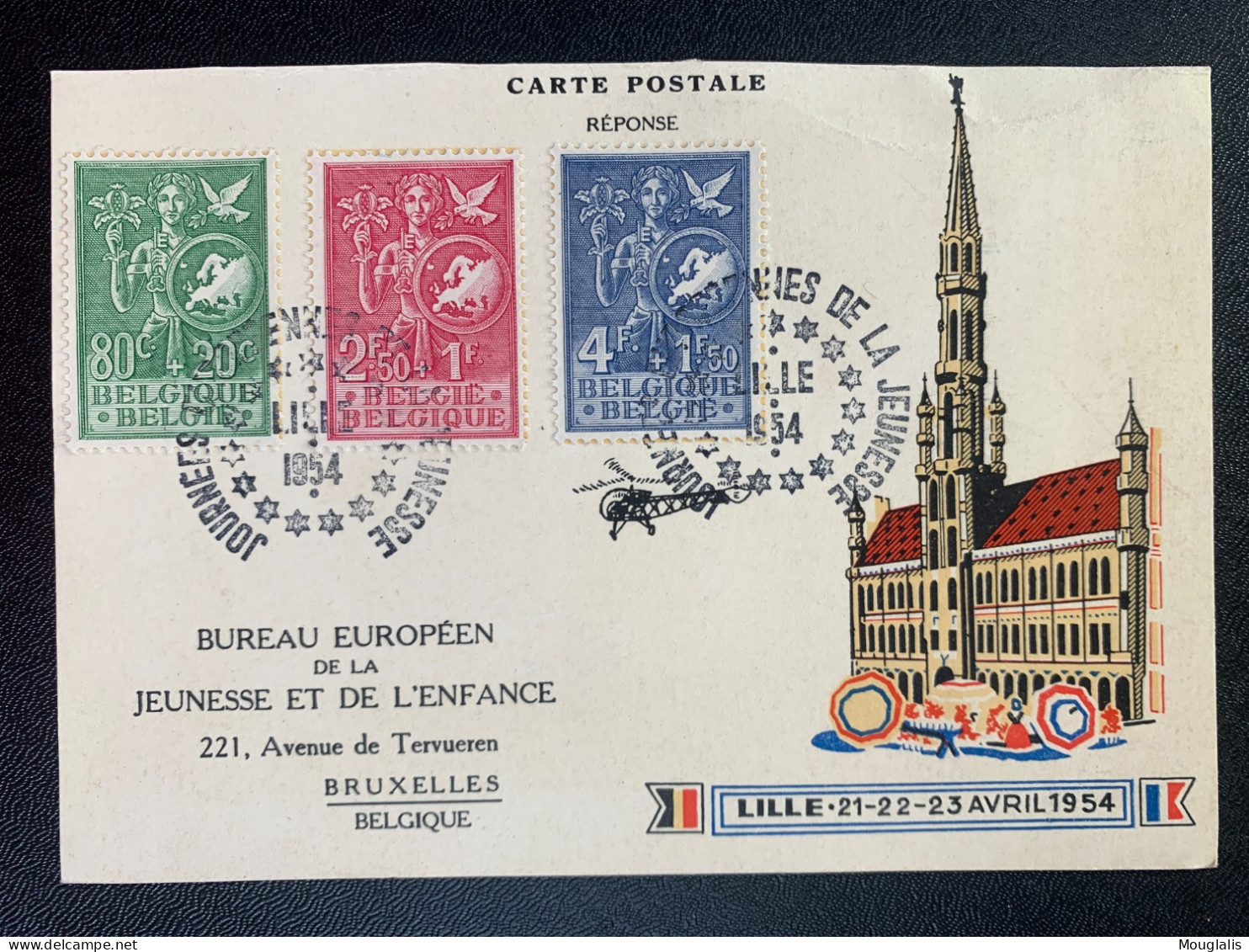 Belgique Belgie Belgium COB 927/29 Série Complète Sur Carte FDC 1954 Idée Européenne Pour Jeunesse & Enfance  Europa TTB - 1951-1960