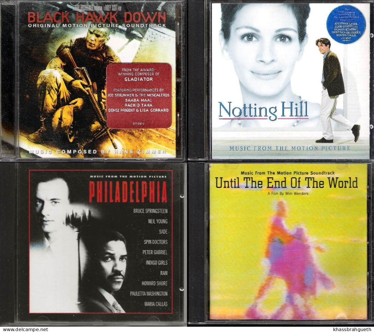 LOT 4 CD - MUSIQUES DE FILMS - NOTTING HILL, PHILADELPIA, BLACK HAWK DOWN... - Soundtracks, Film Music