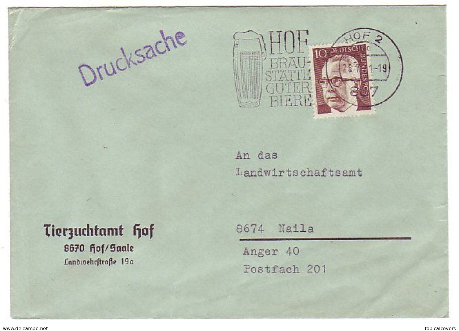 Cover  / Postmark Germany 1971 - Beer - Bières