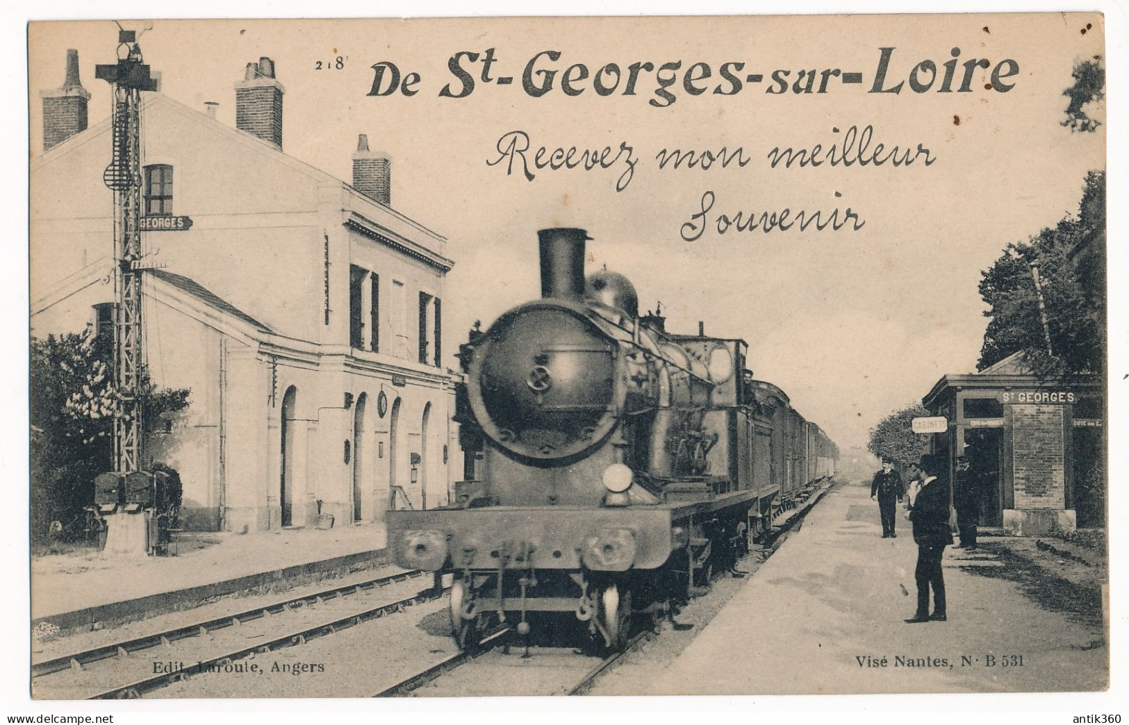 CPA 49 La Gare - De SAINT GEORGES SUR LOIRE Recevez Mon Meilleur Souvenir - Train En Gare - Saint Georges Sur Loire