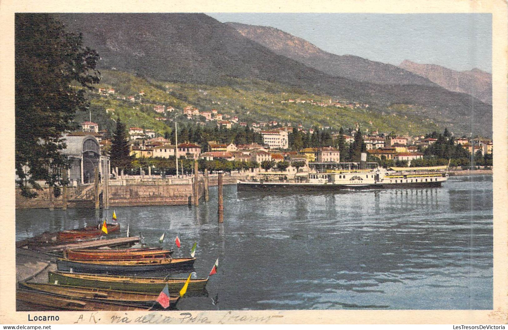 SUISSE - Locarno - Barques - Montagne - Lac - Carte Postale Ancienne - Mon