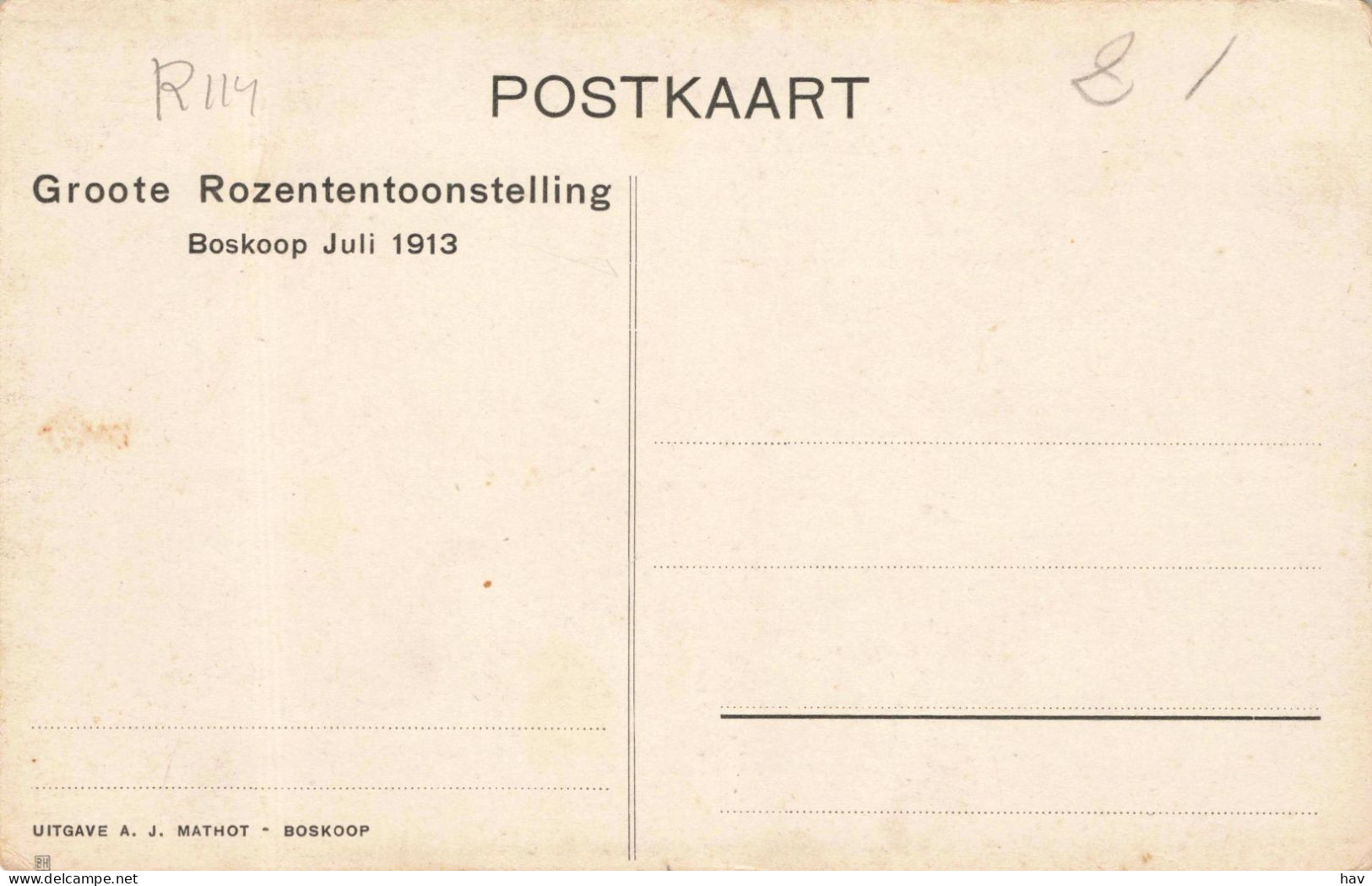 Boskoop Groote Rozententoonstelling Juli 1913 R114 - Boskoop