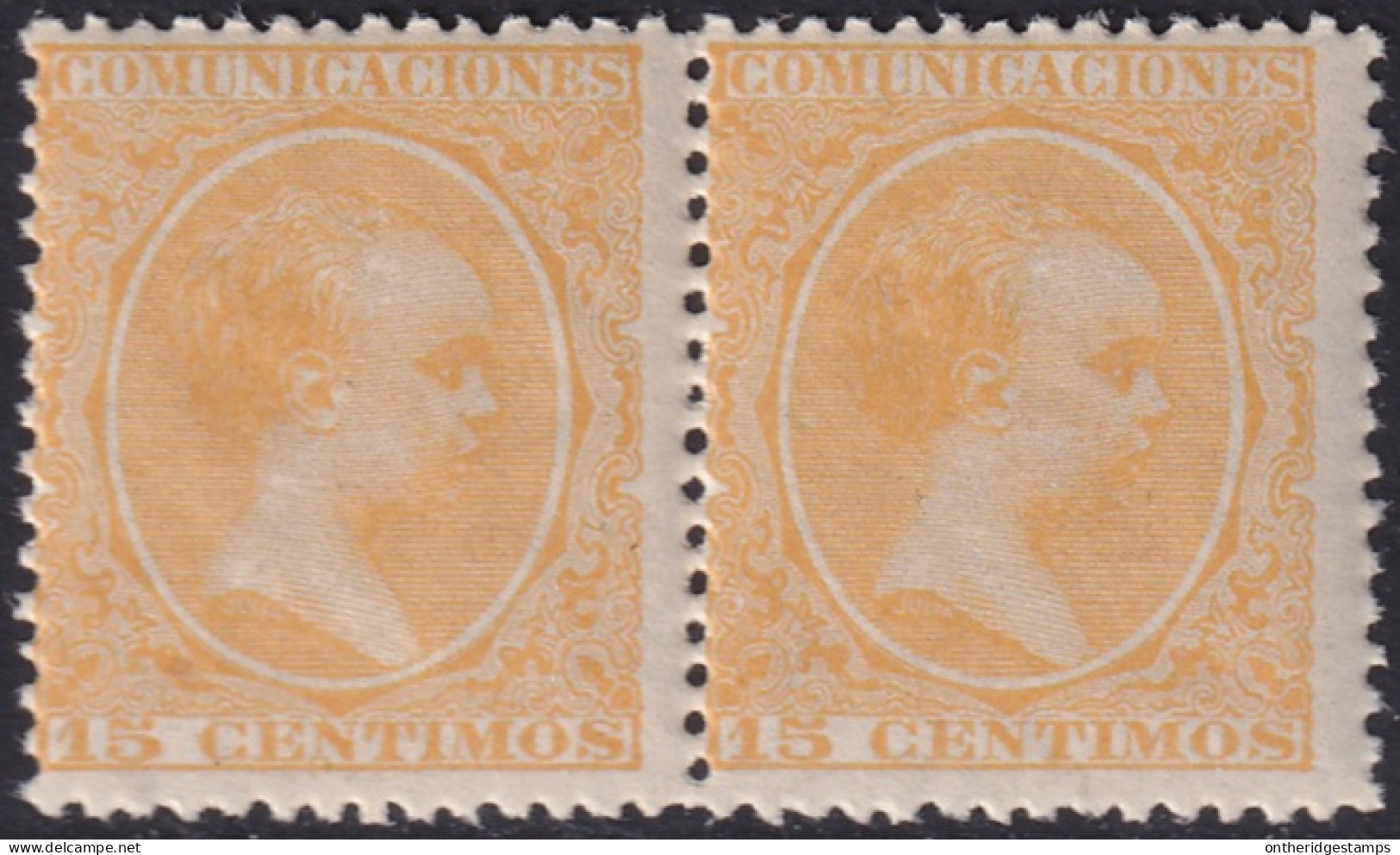 Spain 1895 Sc O9 Espana Ed 229 Official Pair MLH* Streaky Gum - Dienstmarken