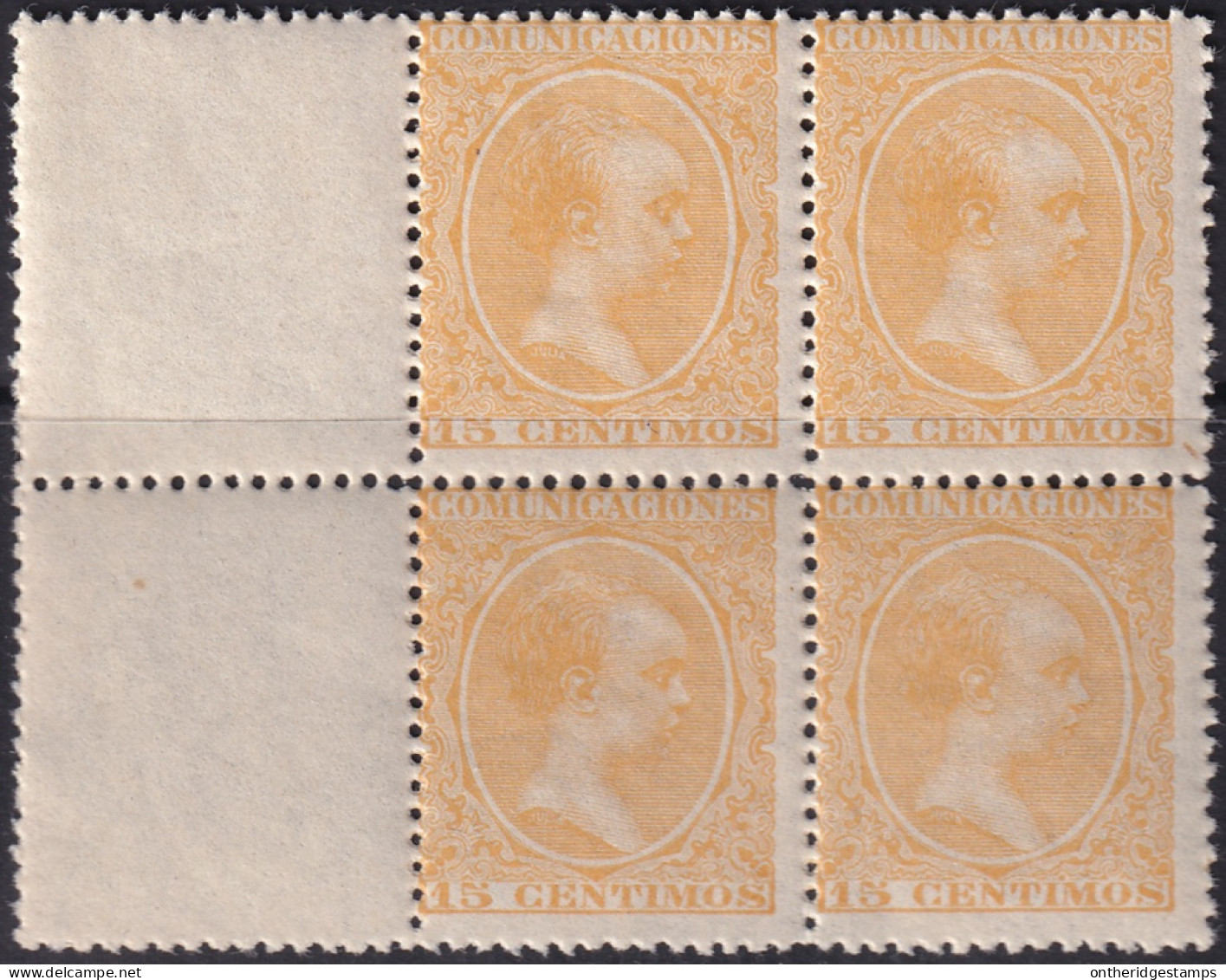 Spain 1895 Sc O9 Espana Ed 229 Official Block With Interpanneau MNH** Streaky Gum - Servicios