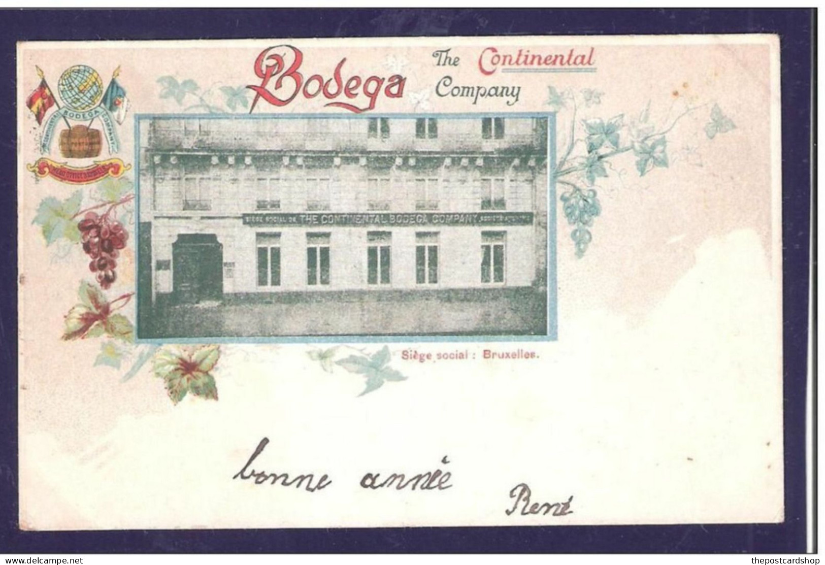 Geïllustreerde Kaart Bodega USED 1899 The Continental BRUXELLES Siège Social - Cafés, Hoteles, Restaurantes