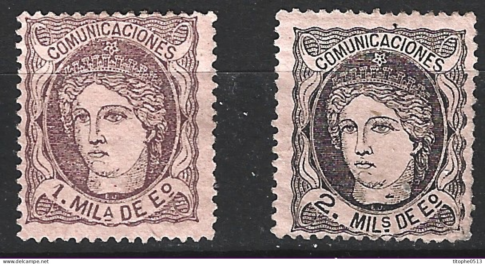 ESPAGNE. N°102-3 (sans Gomme/no Gum) De 1870. - Unused Stamps