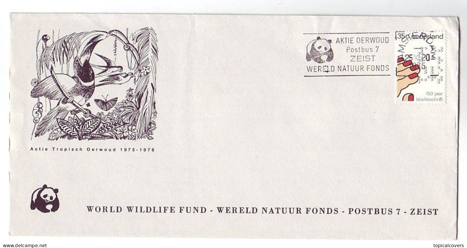 Cover  / Postmark The Netherlands 1975 - WWF - World Wildlife Fund - Action Jungle - Panda Bear - Lettres & Documents