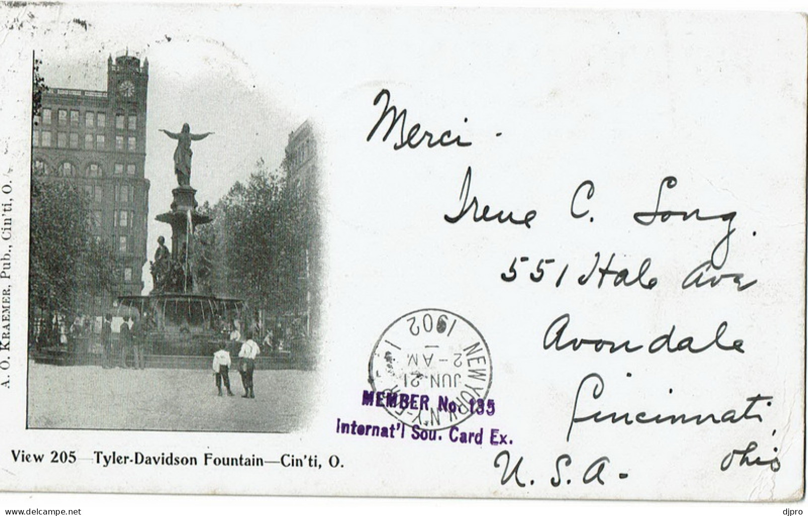 Tyler Davidson Fountain  Cincinnati 1902 Stamp 2 Cent Red - Cincinnati