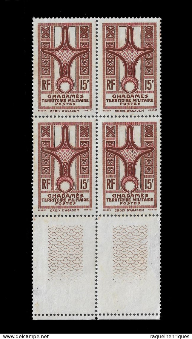 FRANCE - GHADAMES 1949 Agadem Cross BLOCK 15 Fr. - M NG (BA5#412) - Unused Stamps